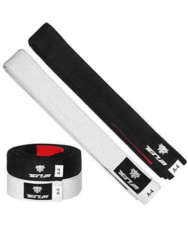 TENUM Brazilian Jiu Jitsu BJJ Pro Belts, with Sleeve Bar for Ranking Stripes, Strong & long lasting, Kids & Adults Available A-4 White