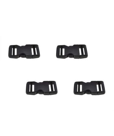 VVS Quick Side Release Buckles 1" Wide 4 Pack Dual Adjustable No Sewing Clips Snaps Heavy Duty Plastic Replacement for Nylon Strap Boat Cover Backpack Fanny Pack Nylon Webbing Belt Dog Collars (Black-4pcs)