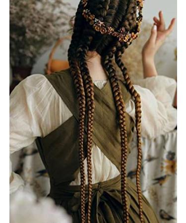 Xiweiya 81.3 cm Extra Long 100% Hand-Braided Brown Wig - 360 Top Swiss Front Cherry Double Dutch with Baby Hair for Women Perfect for 4 Braids - Buy Online on GoSupps.com