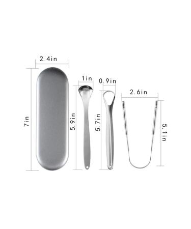 Metal Tongue Scraper Set - 3 Pcs Tongue Cleaners for Adults & Kids | Oral Hygiene & Bad Breath Relief | Includes Protective Case - Buy Online on GoSupps.com