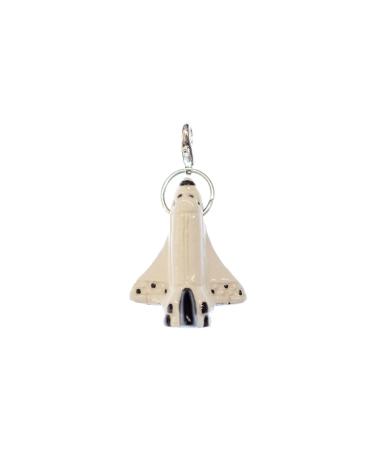 Minibling spaceship charm zipper pull space all ceramics 32mm - handmade fashion jewelry i chain pendant silver -plated - beggar pendant beggar bracelet - trailer for bracelet