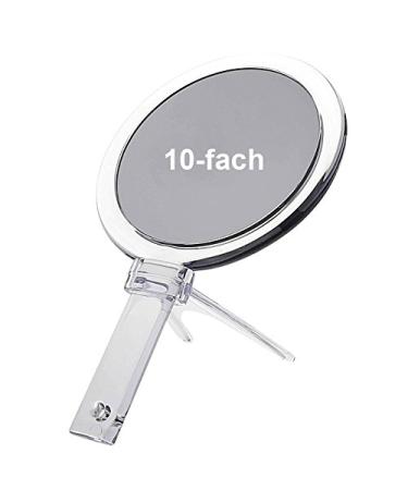 Kosmetex hand and standing mirror with 10x magnification acrylic with stand 2 mirror surfaces cosmetic mirror 10x