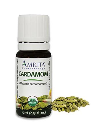 Amrita Aromatherapy Organic Cardamom Essential Oil 100% Pure Undiluted Eletteria cardamomum Undiluted Therapeutic Grade Premium Quality Aromatherapy oil Tested & Verified 60ML