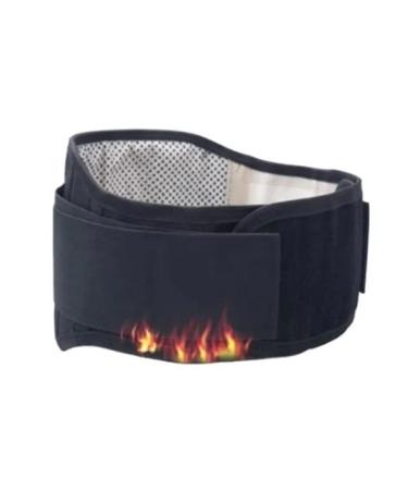 Back Lumbar Waist Support Belt Adjustable Magnetic Self-Heating Tourmaline Anti-Slip Grip Dots Help Posture Stabilize Brace black w/ blk straps Injury Relief Compression Appetite Suppressant Health Diet Lose Weight (Small)
