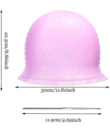 Silicone Highlight Cap - Salon Hair Colouring Highlights Dye Cap with Hook for Colouring Hair Hairdresser Tool Reusable Highlight Cap for Highlights DIY Dyeing Pink - Buy Online on GoSupps.com
