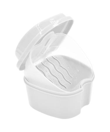 1PC strong tooth lake with simple retrieval -tab -tab -tahnbad bathroom case incorrect teeth storage premium mouth protection box perfect for safe protective prostheses (white)