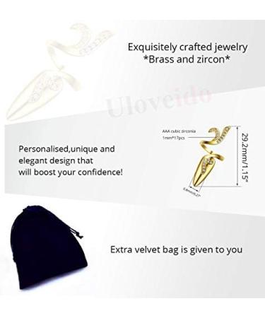 Uloveido Women's Crystal Rhinestone Index Finger Nail Ring SZ287 Gold-4 - Buy Online on GoSupps.com
