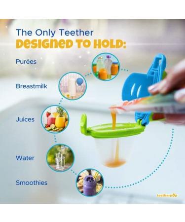 Bundle: 3 teetherpop Fillable Freezable Teethers & 2 Baby Bibs - Blue Paper Planes Shooting Stars - Buy Online on GoSupps.com