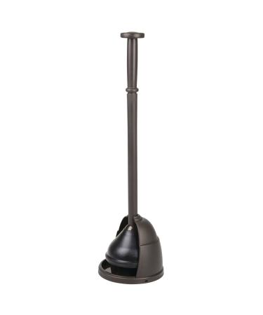 mDesign Plastic Toilet Plunger with Storage Holder Cover Set, Compact Discreet Freestanding Caddy for Bathroom, Powder Room, Modern Design - Heavy Duty - Hyde Collection - Bronze