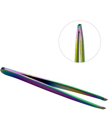 1PC Rainbow Color Slant Tweezer Professional Stainless Steel Slant Tip Tweezer Best Precision Eyebrow Tweezer Hair Removal Tweezer Cosmetic Beauty Tool For Men & Women tweezers - Buy Online on GoSupps.com