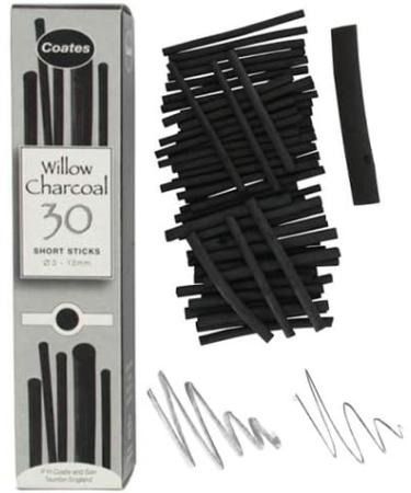 Speedball PH Coate Willow Charcoal 30 Piece Set - Assorted Lengths, Black Artist Charcoal Sticks - Buy Online on GoSupps.com