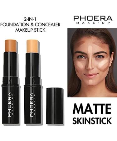 PHOERA Concealer Stick Highlighter Pen | Full Coverage Waterproof Creamy Contour Makeup for Eyes and Dark Circles (204Buff Beige) - 7.00g - Buy Online on GoSupps.com