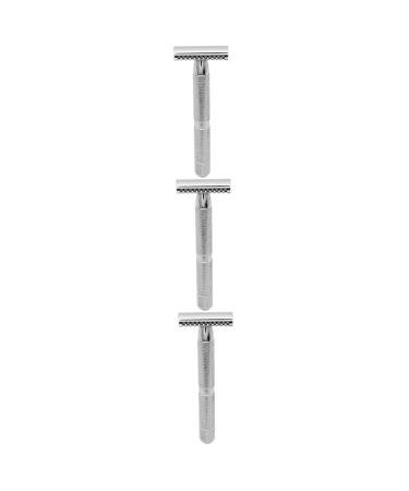 Frcolor 3st Safe Rasier Razing Razor Safety Razor Bart Razor Massiv Wood Razor For Men Down Razing Double Razor Men Razor Razor Razor Man Silverx3Stk Mediumx3Pcs