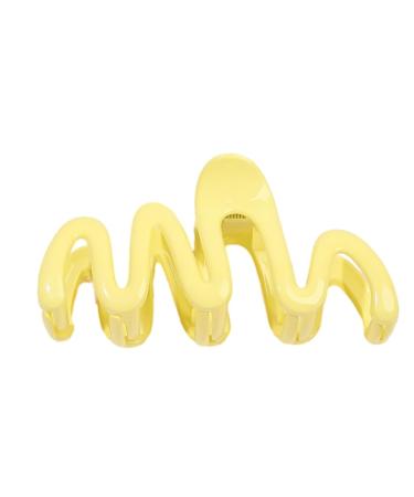 Limtula Candy Color Curved Shape Hair Claw for Girls High Ponytail Anti-Slip Hair Clutcher for Teens Taking Photo Hair Pins Lacquer cream yellow