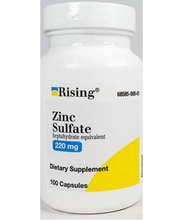 Rising's Zinc 220mg Dietary Supplement for Immune Support System and improving digestive metabolism - 100 Capsules