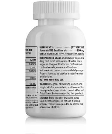 Organic Aquamin Magnesium: Supports Enzyme Function & Energy Production - 60 Vegan Capsules - Buy Online on GoSupps.com