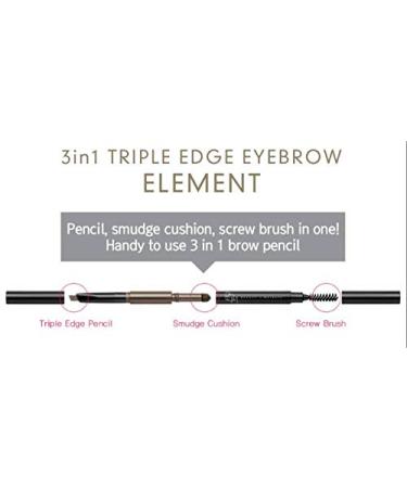 BOM 3 in 1 Triple Edge Eyebrow Pencil - Waterproof Long Lasting Dark Brown #02 with Blender & Spoolie - Shop Internationally - Buy Online on GoSupps.com