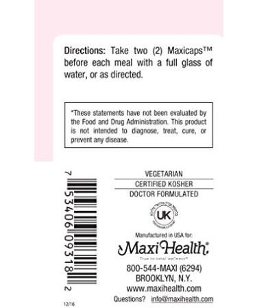Maxi Health Fibermax Supreme - Psyllium Husk & Flax Bran Capsules - Constipation Relief - 180 Count - Kosher Certified - Buy Online on GoSupps.com