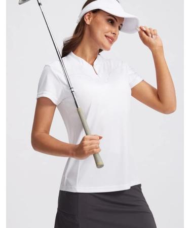 SANTINY Women's Dri-Fit Golf Shirt UPF50+ Zip-Up Short Sleeve Polo - White, X-Large - Buy Online on GoSupps.com
