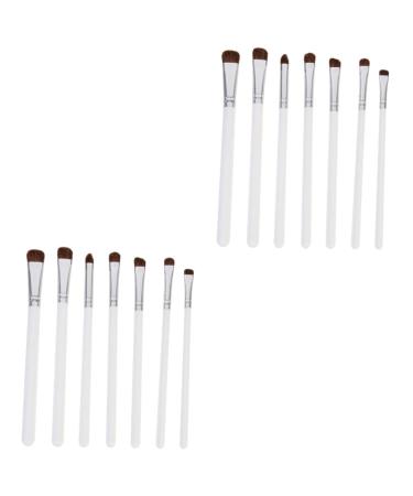 Baluue 14 Pcs Eye Shadow Brush Set Girl Eyeshadow Brush Portable Brush Makeup Eyeshadow Wooden Handle White