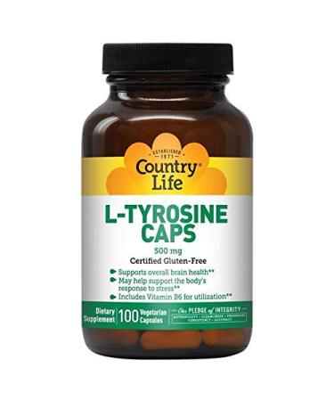 Country Life L-Tyrosine Vegetarian Capsules 500mg with B-6, 100-Vegetarian Capsules