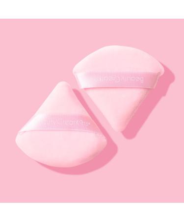 Pink Triangle Powder Puffs Set - 2 Pieces & Clear Reusable Pouch | Beauty Creations - International Shipping Available - Buy Online on GoSupps.com