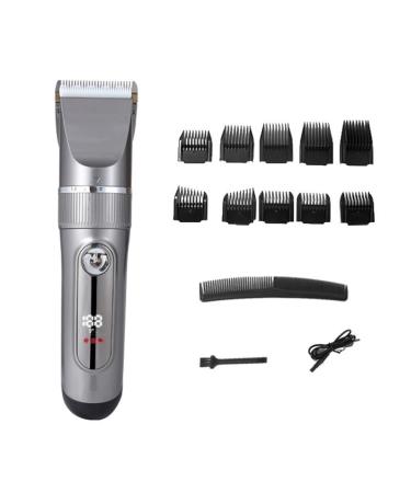 Household Electric Hair Clipper Electric Hair Clipper LCD Digital Display Shaver Pusher 18cm Gray