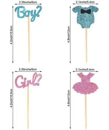 24 Glitter Blue & Pink Cupcake Toppers | Gender Reveal Cake Decoration for Baby Shower - Pinepan - Buy Online on GoSupps.com