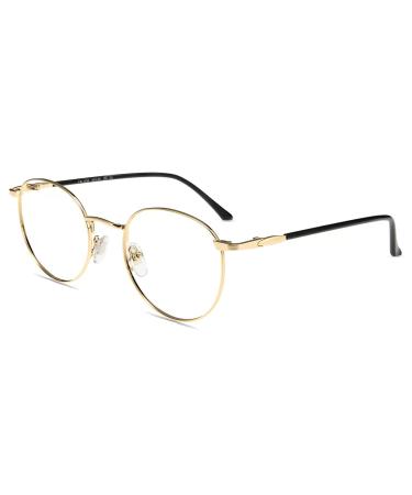 Firmoo reading glasses with prescription 1.25x with blue light filter anti-reflective UV coating metal frame 1.25x gold