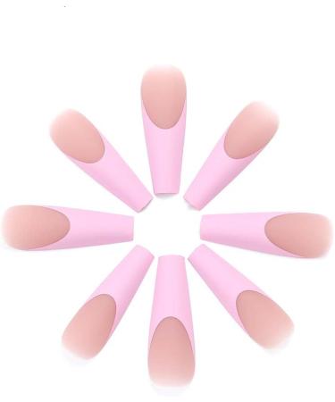 Coffin False Nails Long Fake Nails Pink Crystal Ballerina Acrylic Press on Nails Full Cover Stick on Nails 24pcs for Women and Girls 1 count (Pack of 1) Pink - Buy Online on GoSupps.com