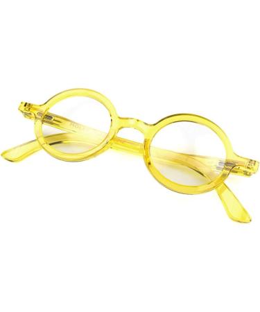 LONDON MOLE Transparent Yellow Reading Glasses 2.0x | Stylish Round Cool Readers with Spring Hinges | Men's Women's Unisex Eyewear - Buy Online on GoSupps.com