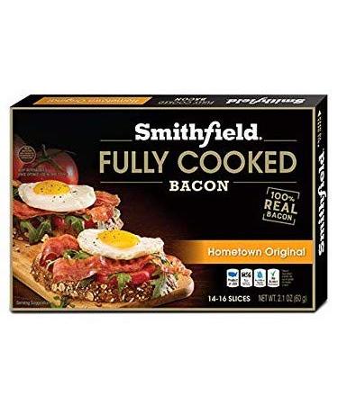 Smithfield Hometown Original Bacon - Fully Cooked & Ready-to-Eat - 14-16 Slices, 4 Pack - Buy Online on GoSupps.com