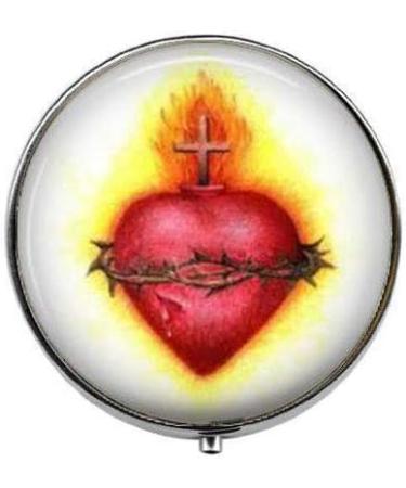 Flaming Sacred Heart Pill Box - Christian Gift Religious Art Photo Charm - Silver Candy Box for Collectors - Buy Online on GoSupps.com