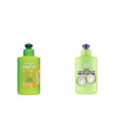 Garnier Fructis Sleek & Shine Intensely Smooth Leave-in Conditioning Cream 300 mL & Fructis Curl Air Dry Cream Sulfate-Free Defining Butter Cream for All Curl Types Shampoo + CONDITIONER 300.00 ml (Pack of 1)