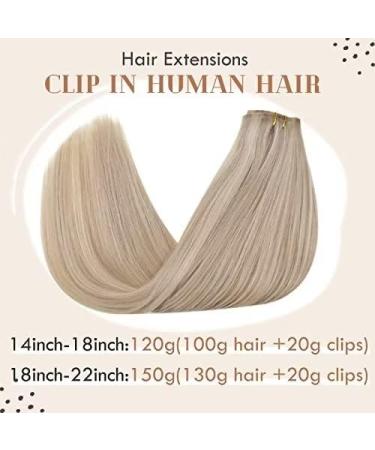 Vivien Clip In Extensions | Real Hair Blonde & Ash Blonde | 22 Inch 140g | #18/613 | Premium Quality Clip-In Hair Extensions - Buy Online on GoSupps.com