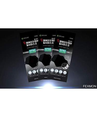 Buy (Pack of 6) Korea Black KF94 Face Masks - Unisex 4-Layer Filters Breathable Adjustable Strap for Dust Protection - Made in Korea - Buy Online on GoSupps.com