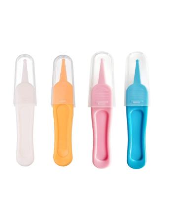 4PCS Plastic Nose Cleaning Tweezers with Safety Round Head Clip Reusable Kids Ears Nose Navel Care Cleaning Tool (4 colors)