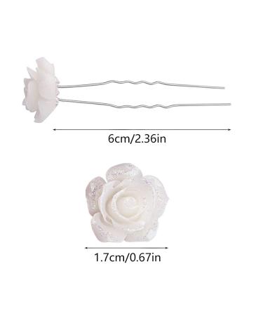 12 White Rose Wedding Flower Hair Pins - Bridal U-Shaped Hairpins for Women - Buy Online on GoSupps.com