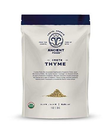 Ancient Foods Organic Thyme  Organic Greek Thyme from Crete, Dried Thyme Leaves for Cooking and Seasoning (30g)