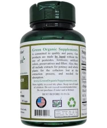 Green Organic Supplements' Alpha Lipoic Acid Complex ALA 90 VCaps Alpha Lipoic Acid Capsules (Pack of 1) 90 Count (Pack of 1) - Buy Online on GoSupps.com