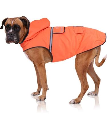 Bella & Balu Hundersmantel waterproof with hood and reflectors for safe walking rangs dog playground and vacation (L orange) l orange