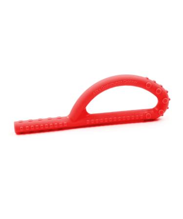 ARK Grabber Goshabunga Tube in smooth or textured with simple handling for children by loop shape including ATC care instructions - jaw motor skills bite block chewing (texture soft red) textured red