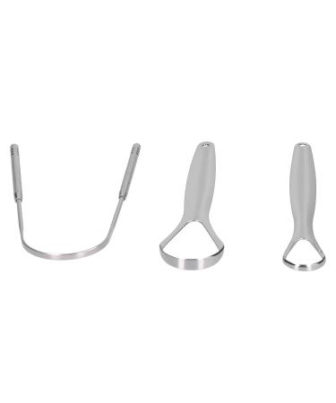 Kimiss tongue cleaner tongue care tool stainless steel 3 pieces portable tongue scrap stainless steel tongue cleaner cleaning brush mouthpiece tools