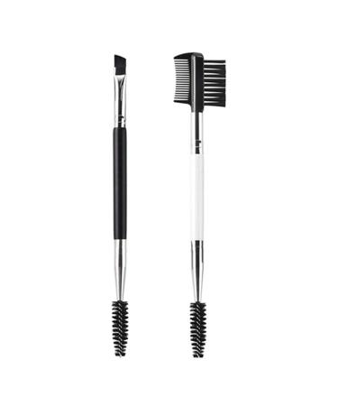 2PCS Professional Eyebrow Brush Set for Women and Girls Double Ended Portable Angled Eyebrow and Mascara Brush