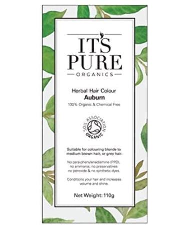It's Pure Organic Henna Hair Dye in Auburn | 100% Natural Vegan & Gluten Free | PPD Free Hair Dye Ammonia Free Resorcinol Free & Peroxide Free | Volumising Strengthening & Revitalising | Auburn 110 g (Pack of 1)