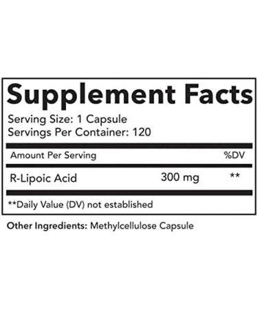 HMS Nutrition R-Lipoic Acid 300mg 120ct Vegetable Capsules - 4 Month Supply - Buy Online on GoSupps.com