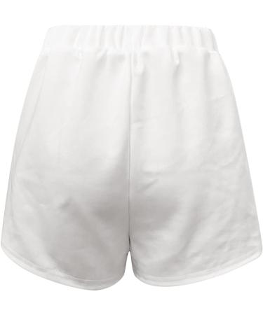 Buy Ronony Women's Striped Sweat Shorts | Breathable High Waist Activewear Trousers for Yoga & Fitness | Soft Stretch Short Pants - M 001#White - Buy Online on GoSupps.com