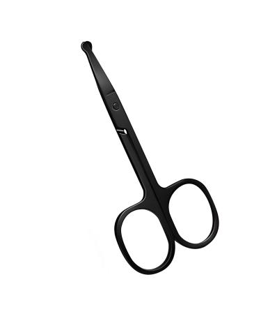 Stainless Steel Nose Hair Scissors Professional Ear and Nose Hair Trimming Scissors Curved Safety Blades with Rounded Tip for Eyebrows Eyelashes and Ear Hair (Black)