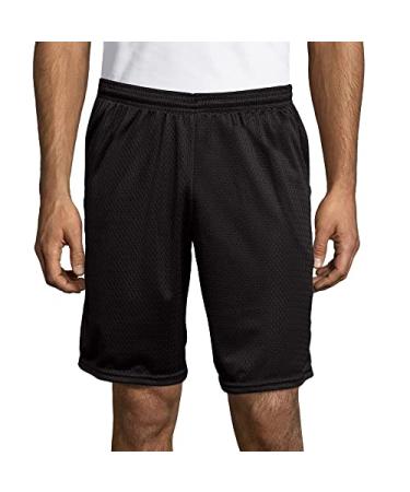 Hanes Sport Men's Mesh Pocket Shorts, Mens Performance Gear Shorts, Mens Athletic Shorts, 9" Inseam Medium Ebony