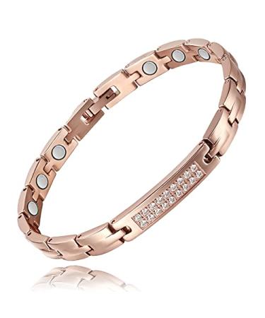 LPLSROAD Magnetic Lymph Detox Bracelet for Women Drainage Arthritis Pain Relief Carpal Tunnel Titanium Power Magnetic Bracelet with Adjust Tool Rose Gold